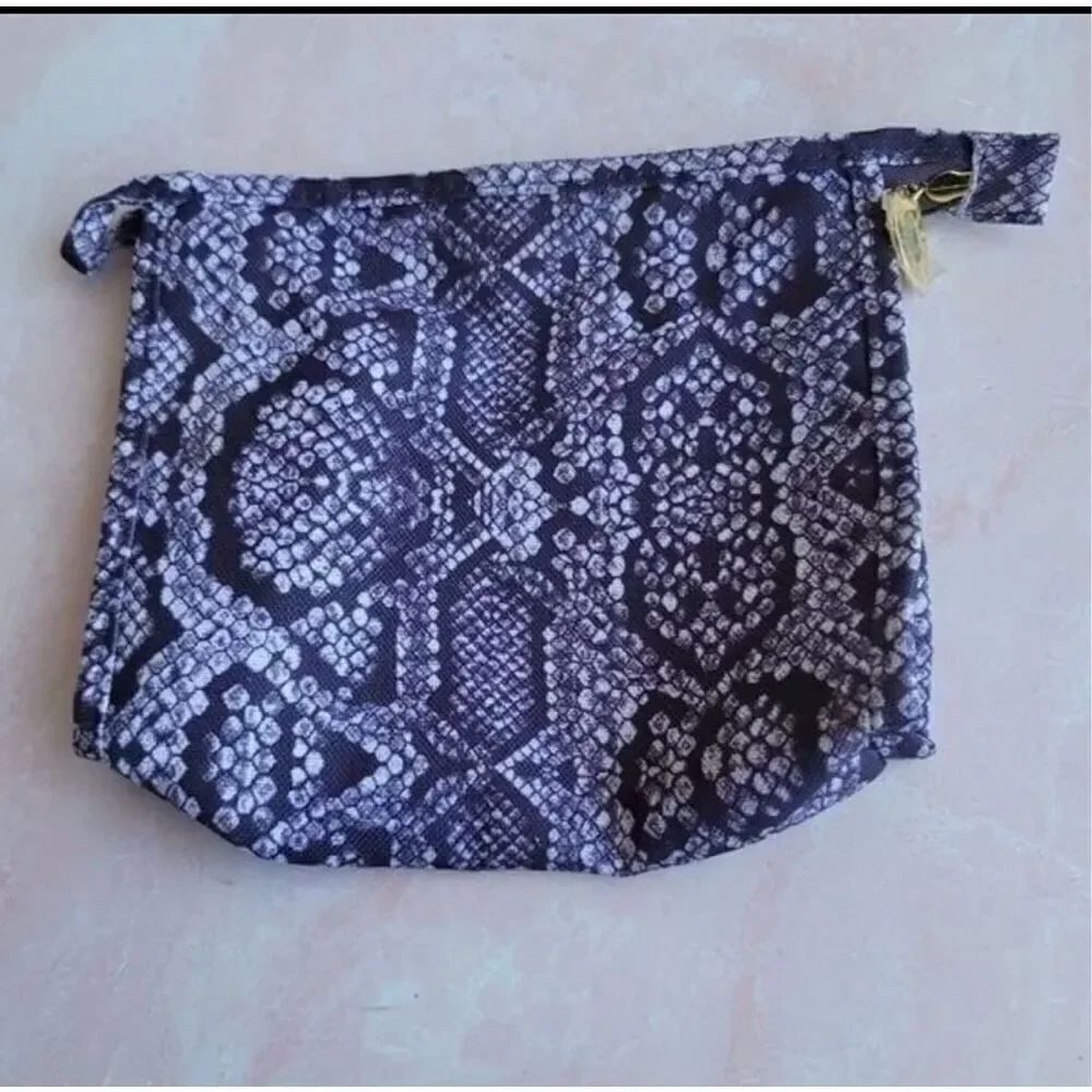 Reptilian fabric sack purse Estee Lauder snake pouch golden zipper New